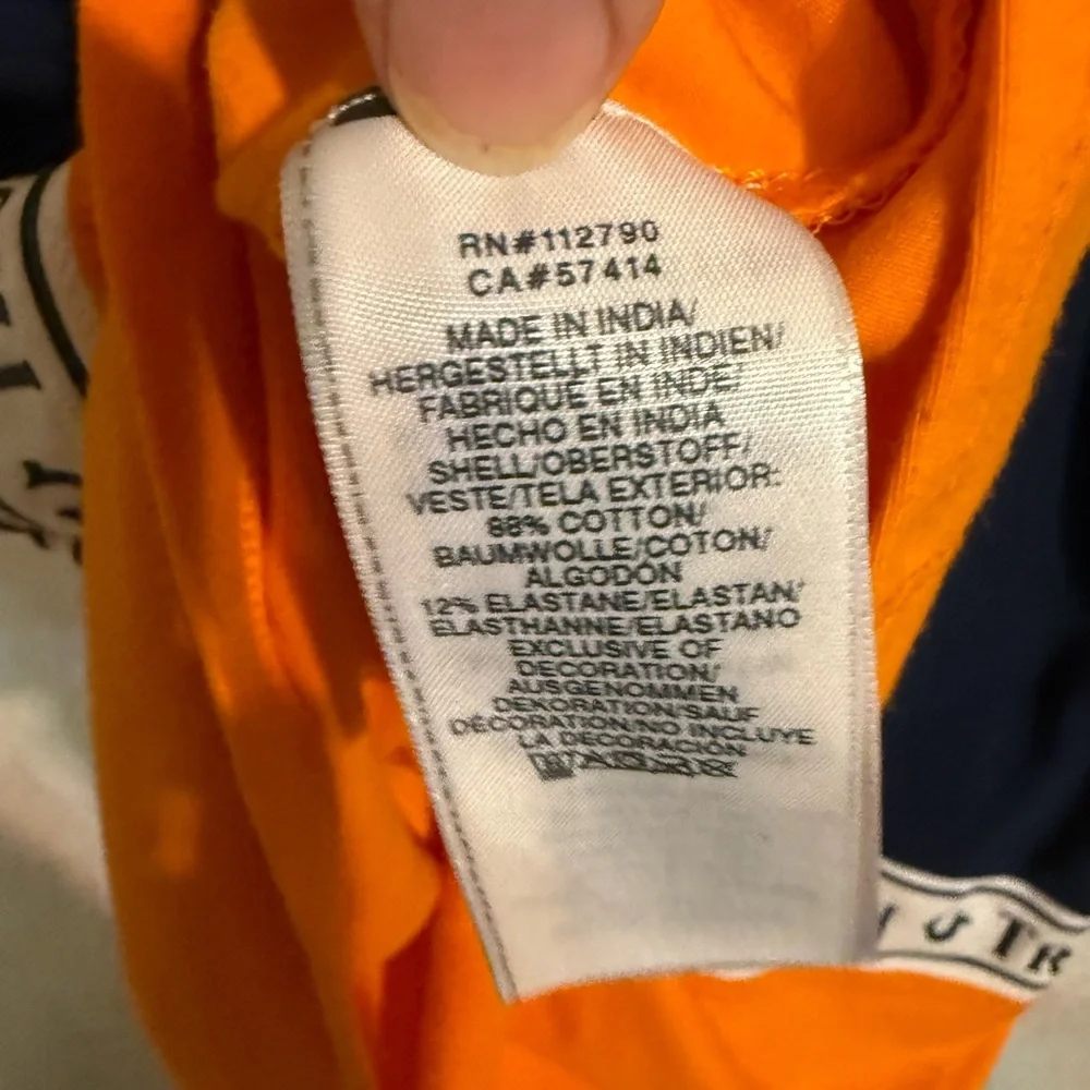 True Religion Mens Colorblock Panel Tee, 98% Cotton, Navy And Orange 3XL